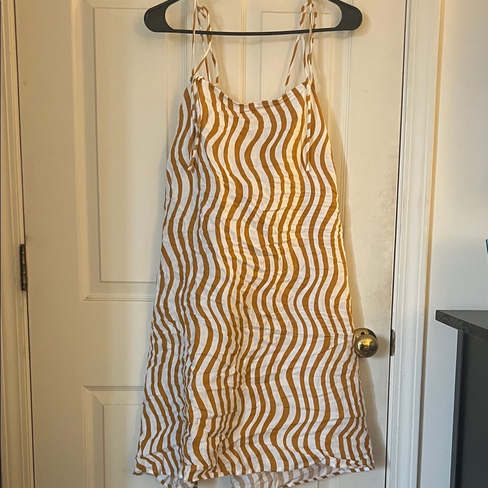 Target White and Brown Striped Midi Dress